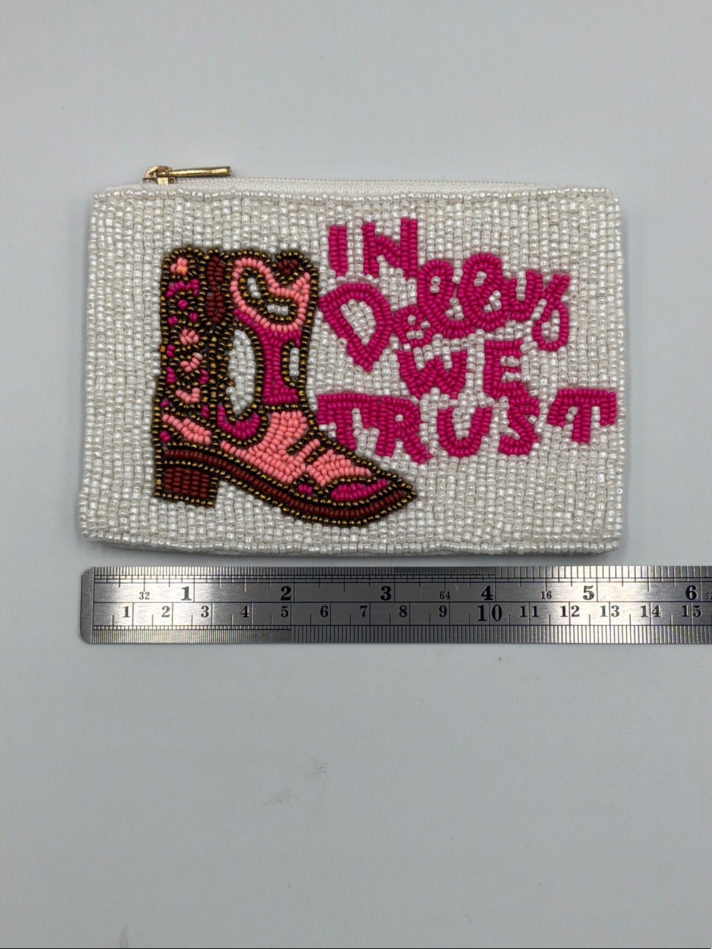 Beaded Pink Boot Zip Pouch - Women Accessories - Picture 2 of 3
